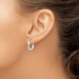 14K White Gold 3x16mm Polished Tube Hoop Earrings
