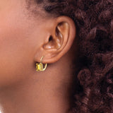 14k 7x5mm Emerald-cut Citrine Leverback Earrings