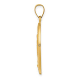 14k Polished and Satin Hollow Miraculous Medal Oval Pendant