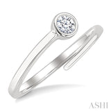 1/6 Ctw Split Bypass Bezel Set Round Cut Diamond Fashion Ring in 14K White Gold