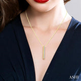1/6 Ctw Pyramid Round Cut Diamond Bar Pendant With Chain in 14K Yellow Gold