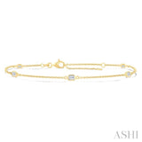 1/2 Ctw Emerald Cut Diamond Station Bracelet in 14K Yellow Gold