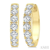 2 1/2 Ctw Round Cut Diamond Hoop Earrings in 14k Yellow gold