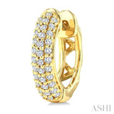 1/2 Ctw Triple Row Round Cut Diamond Fashion Huggies in 14K Yellow Gold