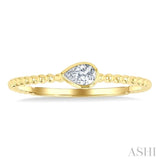 1/6 Ctw Ball Bead East-West Bezel Set Pear Cut Diamond Stackable Petite Fashion Ring in 14K Yellow Gold