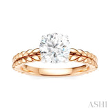 1/20 Ctw Circular Shape Round Cut Diamond Semi-Mount Engagement Ring in 14K Rose and White Gold