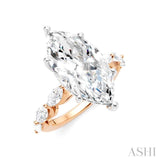1 1/10 Ctw Marquise Shape Marquise and Round Cut Diamond Semi-Mount Engagement Ring in 14K Rose and White Gold
