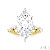 1 1/10 Ctw Marquise Shape Marquise and Round Cut Diamond Semi-Mount Engagement Ring in 14K Yellow and White Gold