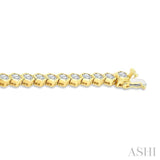 7 Ctw Hexagon Motif Bezel Set Round Cut Diamond Tennis Bracelet in 14K Yellow Gold