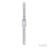 3/8 Ctw Rectangular Shape Baguette and Round Cut Diamond Fashion Hoop Earrings in 14K White Gold