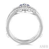 2.55x1.8 MM Baguette Cut Sapphire and 1/4 Ctw Round Cut Diamond Crown Precious Insert Ring in 14K White Gold