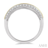 1/3 Ctw Twin Row Round Cut Diamond Wedding Band in 14K White and Yellow Gold