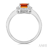 7X5 MM Octagon Shape Citrine and 1/50 Ctw Round Cut Diamond Semi-Precious Ring in Sterling Silver
