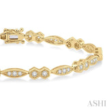 1 1/6 Ctw Marquise & Hexagonal Mount Round Cut Diamond Bracelet in 14K Yellow Gold