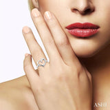 1/50 Ctw Round Cut Diamond Heart Shape Diamond Journey Ring in Sterling Silver