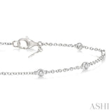 1/4 Ctw Circular Mount Round Cut Diamond Station Bracelet in 14K White Gold