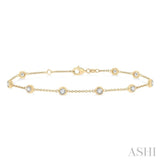 1 Ctw Circular Mount Round Cut Diamond Station Bracelet in 14K Yellow Gold