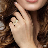 1 1/2 Ctw Triple Row Round Cut Diamond Fashion Band in 14K Yellow Gold