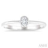 1/6 Ctw Petite Bezel Set Oval Cut Diamond Fashion Ring in 10K White Gold