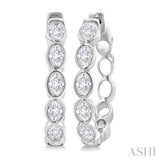 1 1/10 Ctw Bezel Set Oval Cut Diamond Fashion Hoop Earring in 14K White Gold