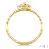 1/6 Ctw Double Halo Emerald Shape Petite Round Cut Diamond Fashion Ring in 10K Yellow Gold