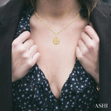 1/4 Ctw Floral Medallion Circle Round Cut Diamond Fashion Pendant With Paperclip Chain in 14K Yellow Gold