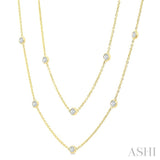 2 Ctw Bezel Set Round Cut Diamond Station Long Necklace in 14K Yellow Gold
