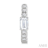 3/8 Ctw Octagon Shape and Round Cut Diamond Fashion Huggie Petite Earrings in 14K White Gold