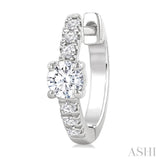 3/8 Ctw Round Shape Round Cut Diamond Fashion Huggie Petite Earrings in 14K White Gold