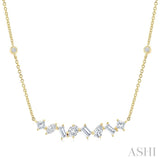 1 1/10 Ctw Mixed Diamond Cut Fashion Station Necklace in 14K Yellow Gold