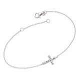 Ss & CZ sideways cross bracelet
