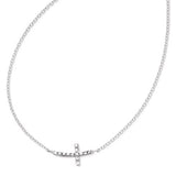 Ss & CZ  sideways cross Necklace