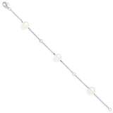 Majestik sterling silver w/cz 10-11mm station white bead necklace